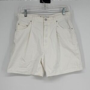 MOTHER The Pleated Fun Dip Short Sticky Rice White Denim Shorts Size 28